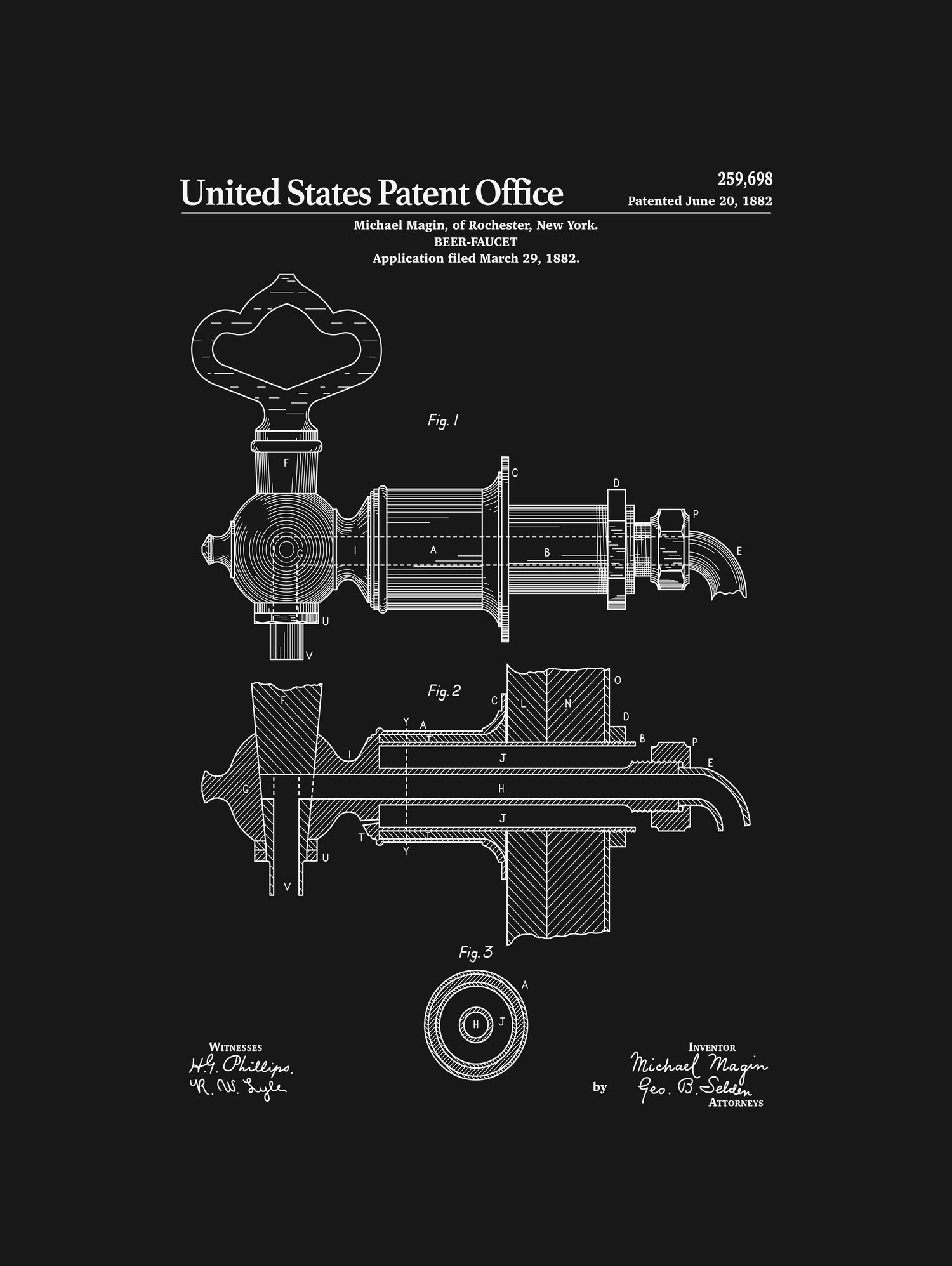 Beer Faucet Patent - Black by Finlay McNevin on GIANT ART - black typography