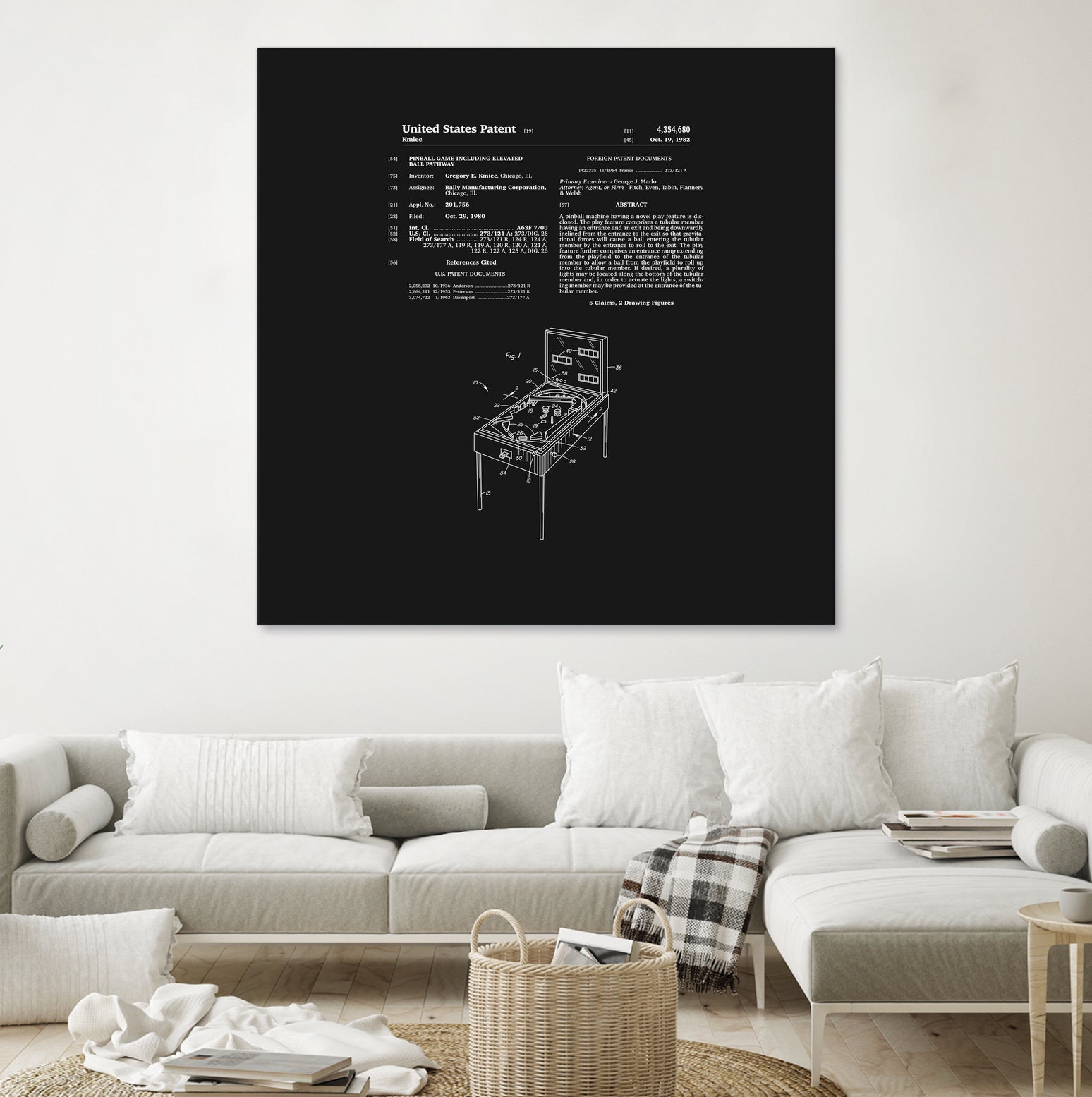 Pinball Machine Patent - Black by Finlay McNevin on GIANT ART - black typography