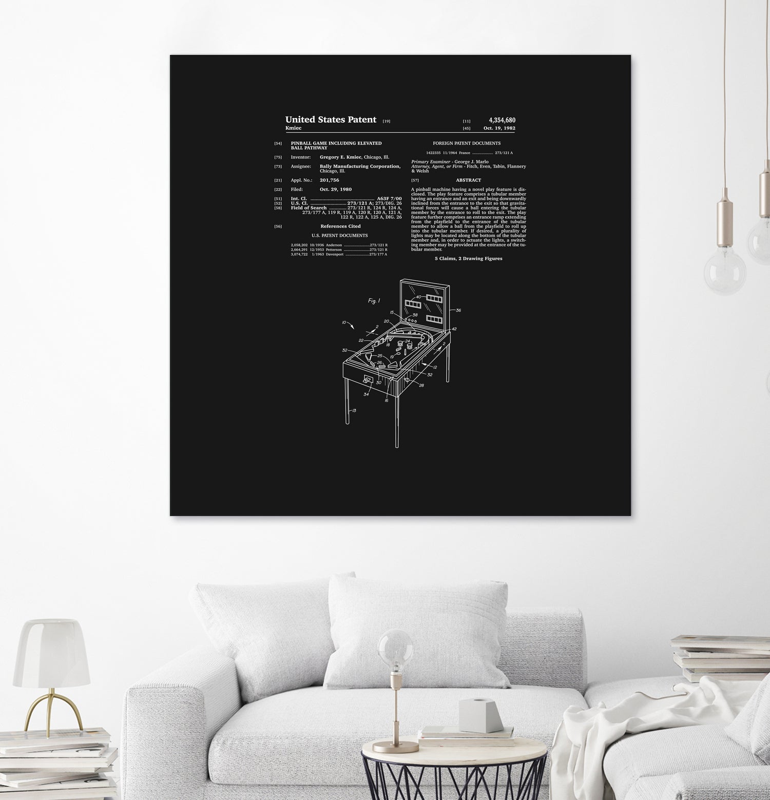 Pinball Machine Patent - Black by Finlay McNevin on GIANT ART - black typography