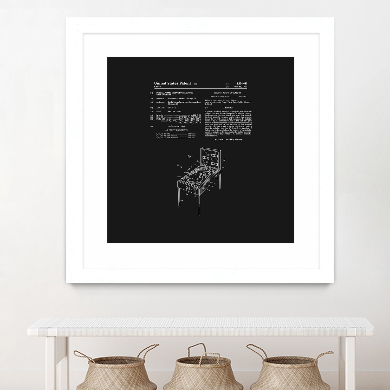 Pinball Machine Patent - Black by Finlay McNevin on GIANT ART - black typography