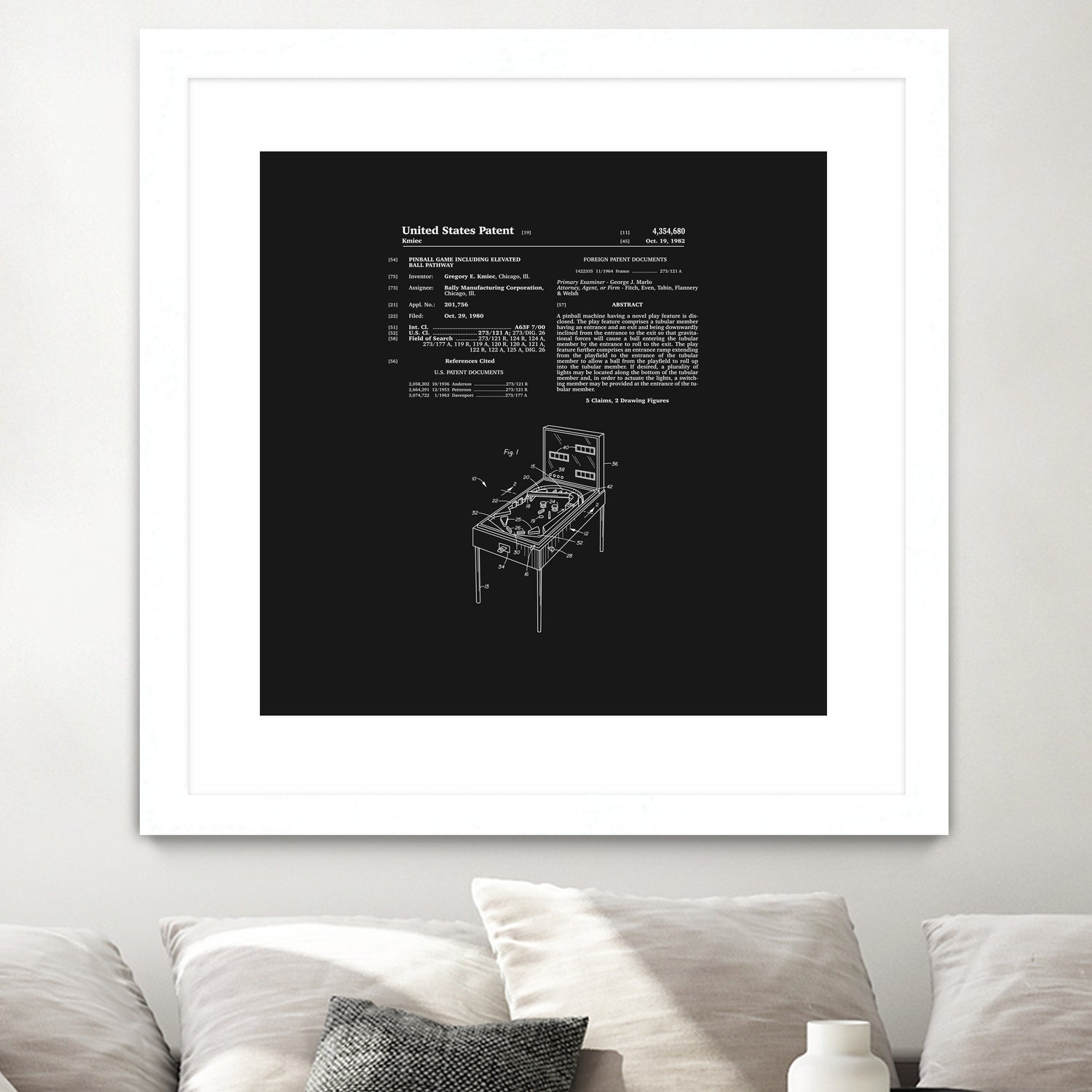 Pinball Machine Patent - Black by Finlay McNevin on GIANT ART - black typography