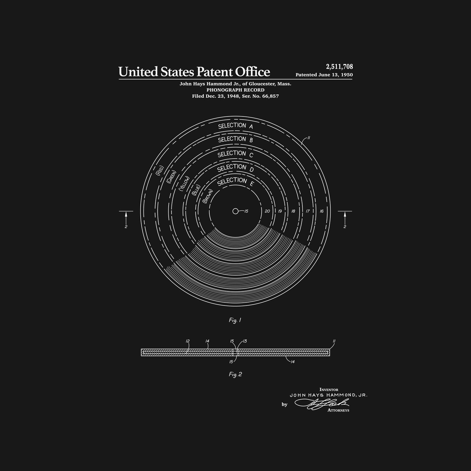 Phonograph Record Patent - Black by Finlay McNevin on GIANT ART - black typography