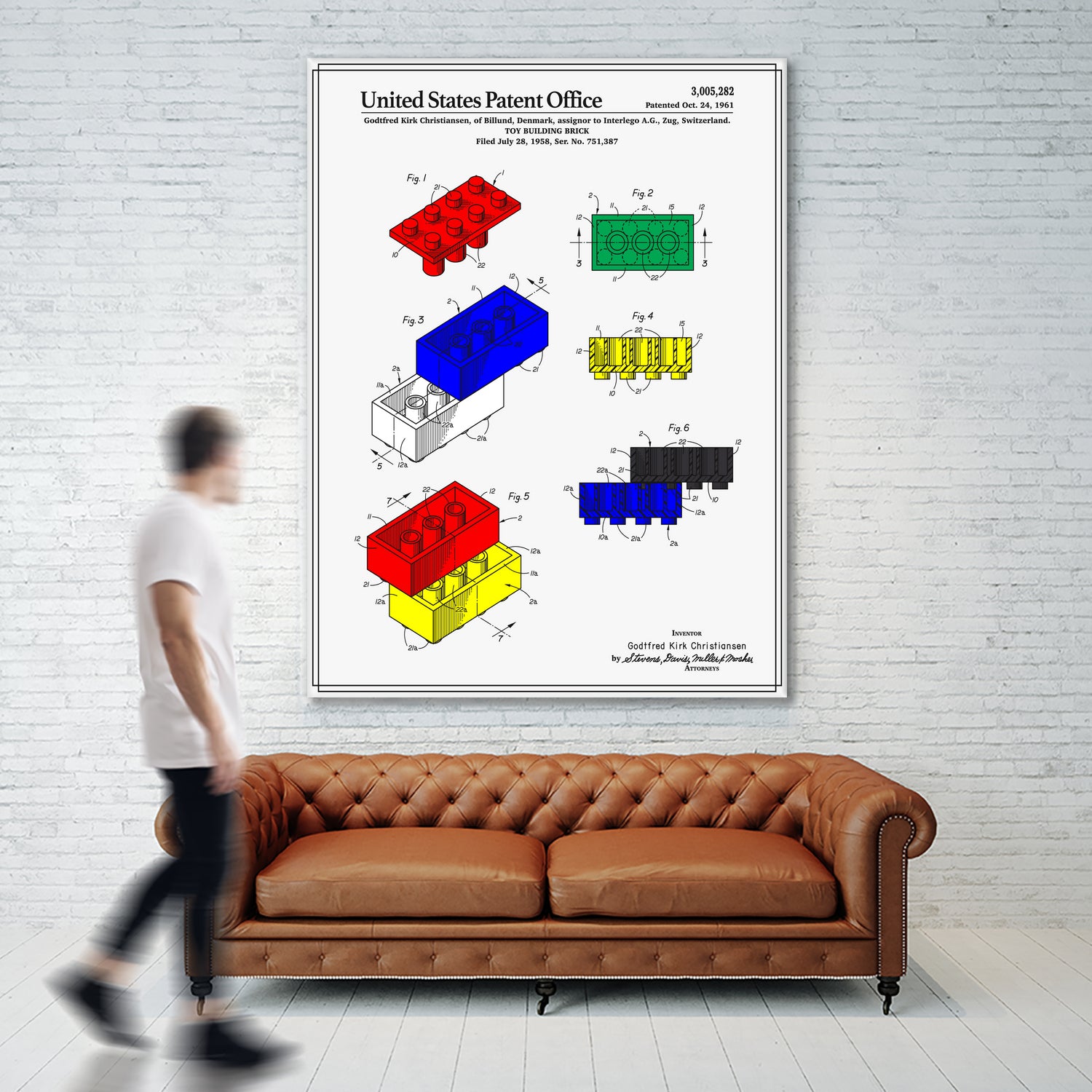 Toy Building Brick Patent by Finlay McNevin on GIANT ART - white typography