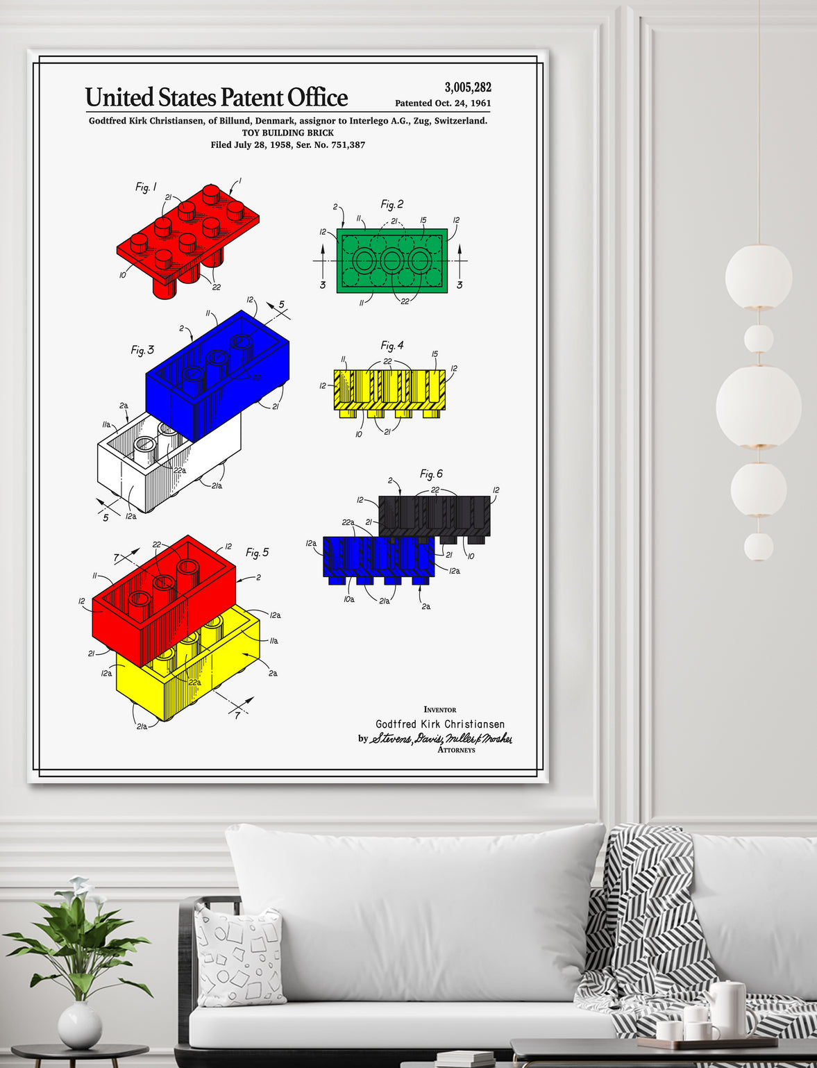 Toy Building Brick Patent by Finlay McNevin on GIANT ART - white typography