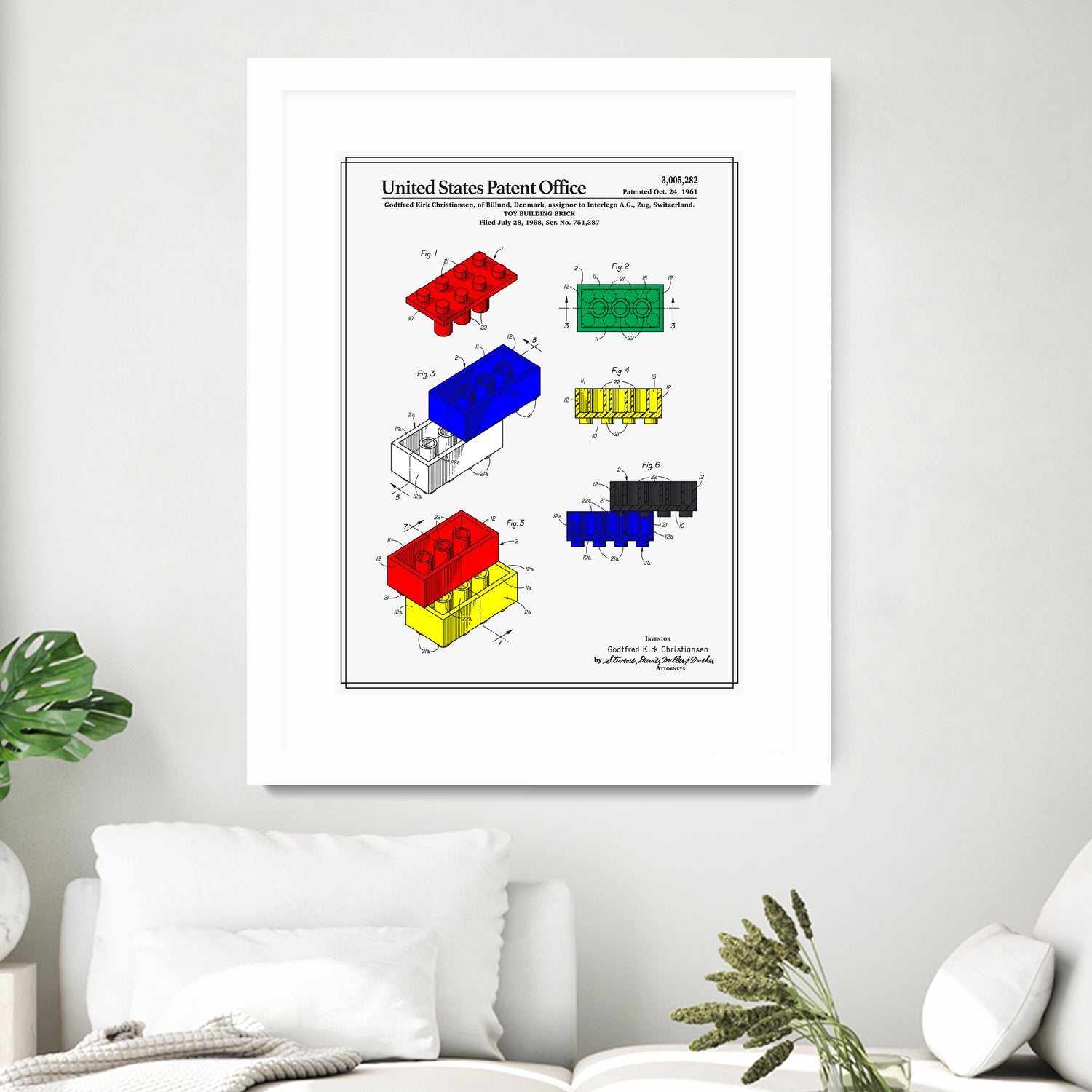 Toy Building Brick Patent by Finlay McNevin on GIANT ART - white typography