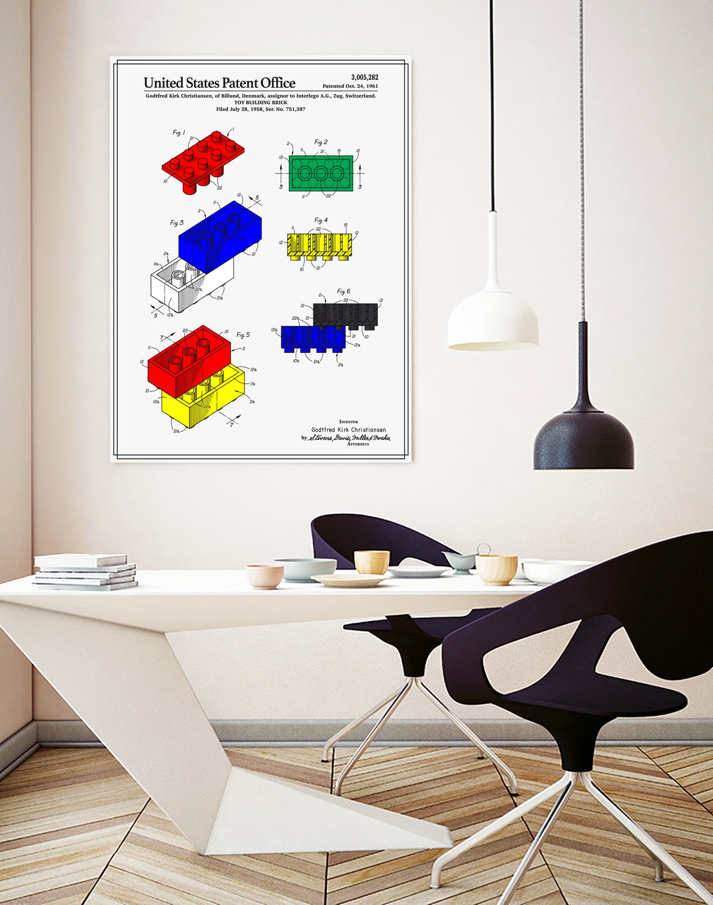 Toy Building Brick Patent by Finlay McNevin on GIANT ART - white typography