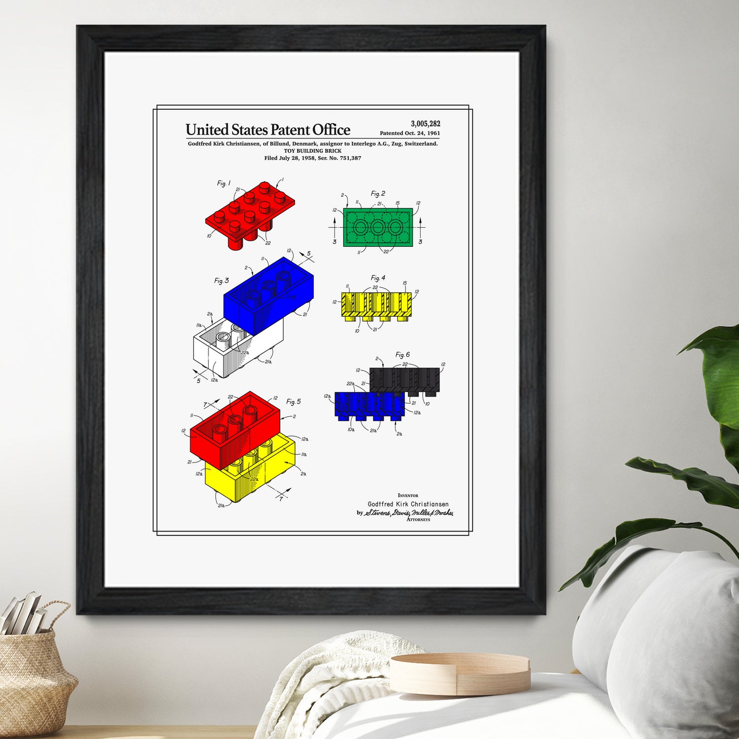 Toy Building Brick Patent by Finlay McNevin on GIANT ART - white typography