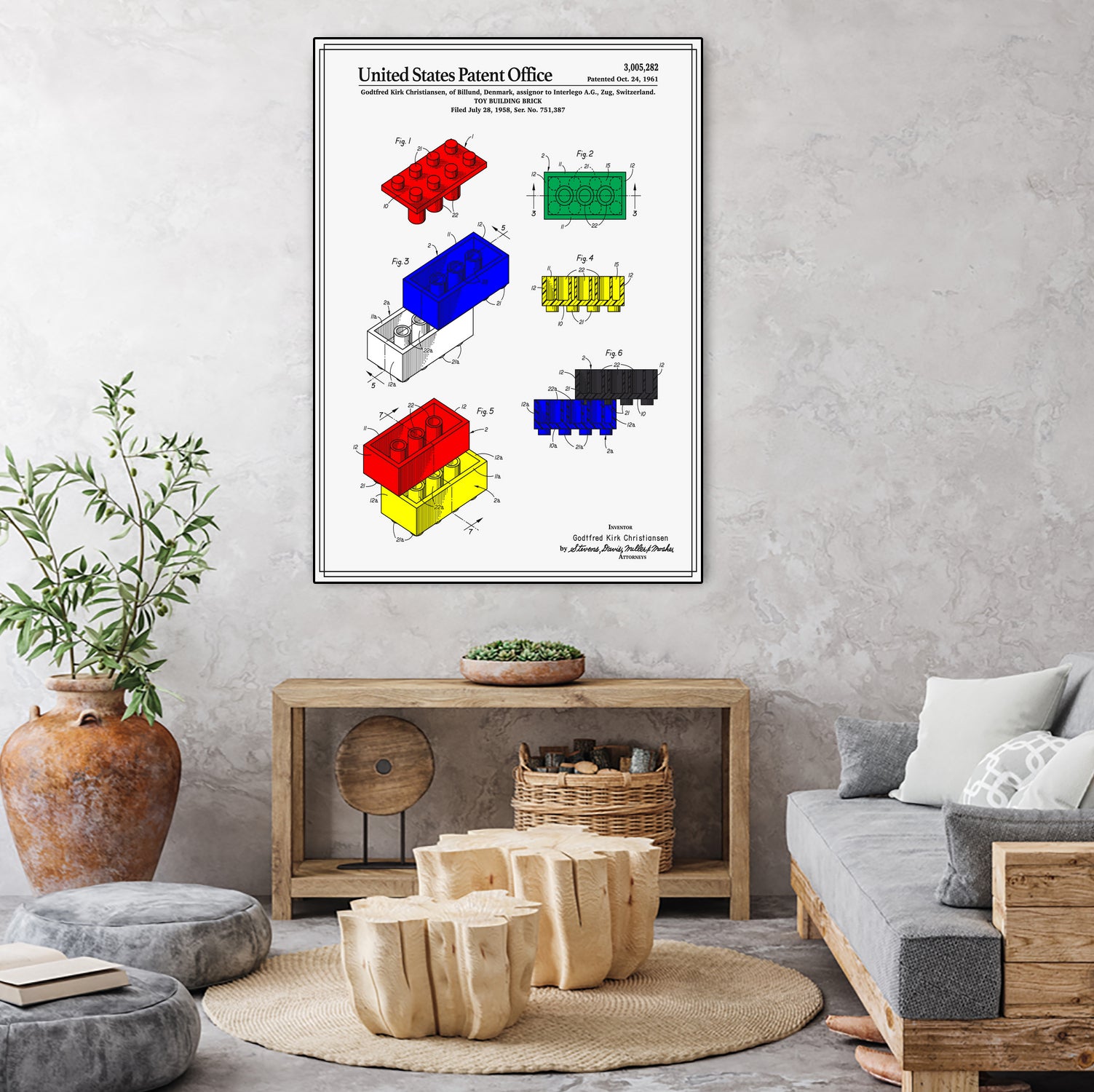 Toy Building Brick Patent by Finlay McNevin on GIANT ART - white typography