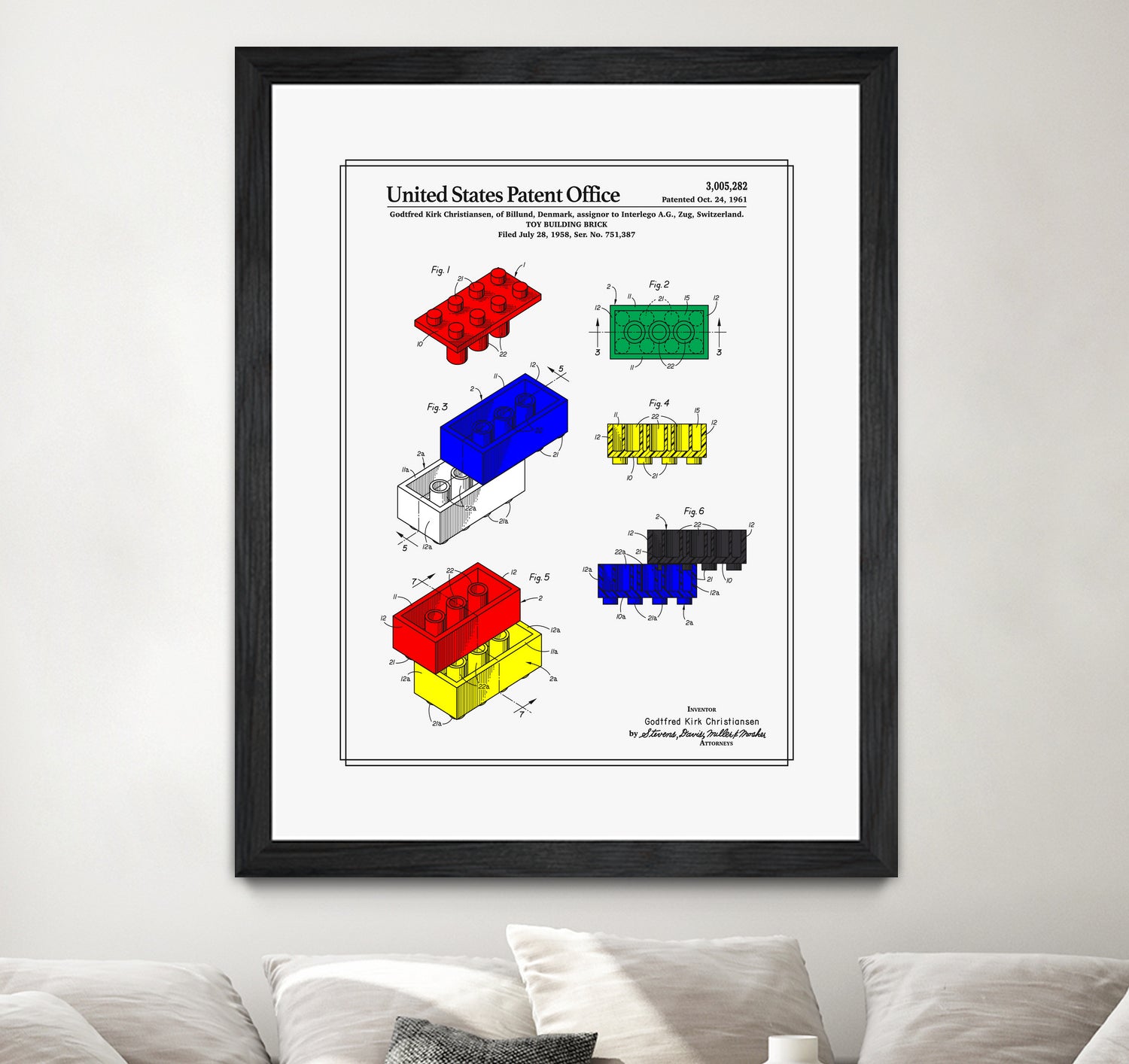 Toy Building Brick Patent by Finlay McNevin on GIANT ART - white typography