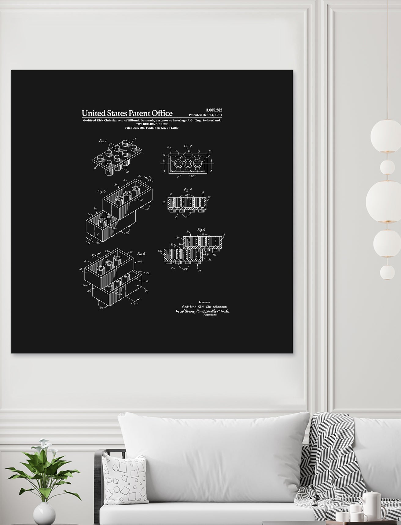 Toy Building Brick Patent - Black by Finlay McNevin on GIANT ART - black typography