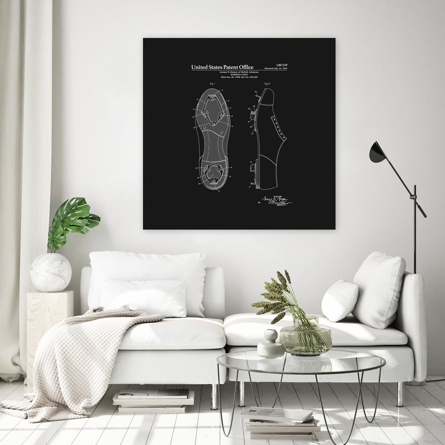 Baseball Cleat Patent - Black by Finlay McNevin on GIANT ART - black typography