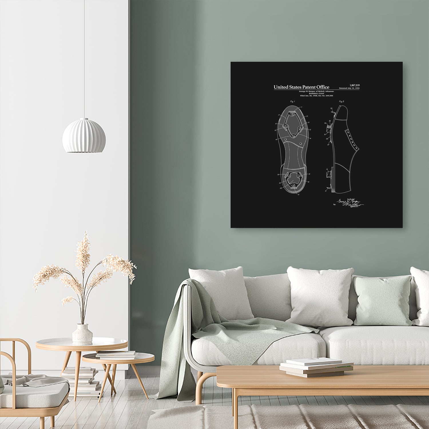 Baseball Cleat Patent - Black by Finlay McNevin on GIANT ART - black typography
