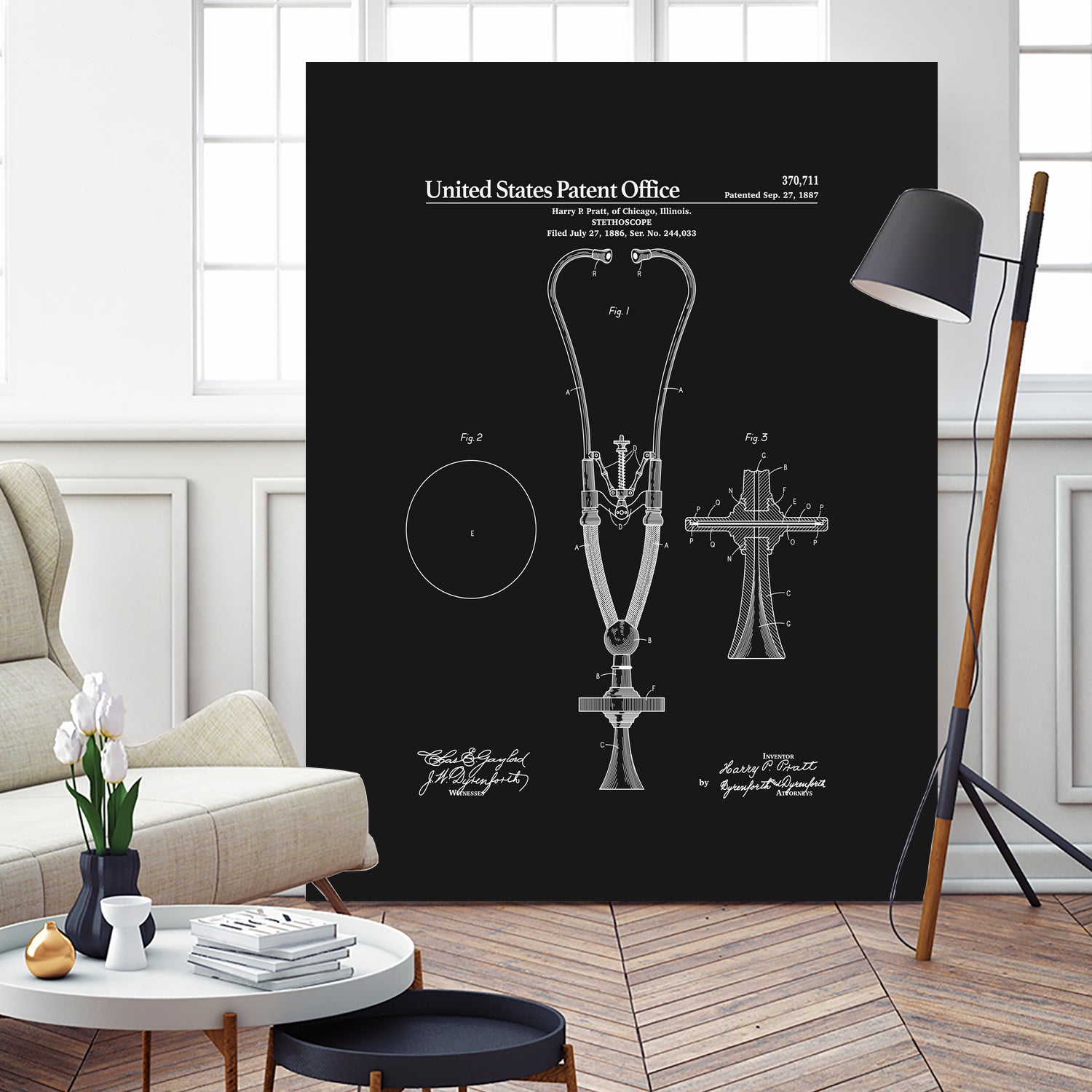 Stethoscope Patent - Black by Finlay McNevin on GIANT ART - black typography