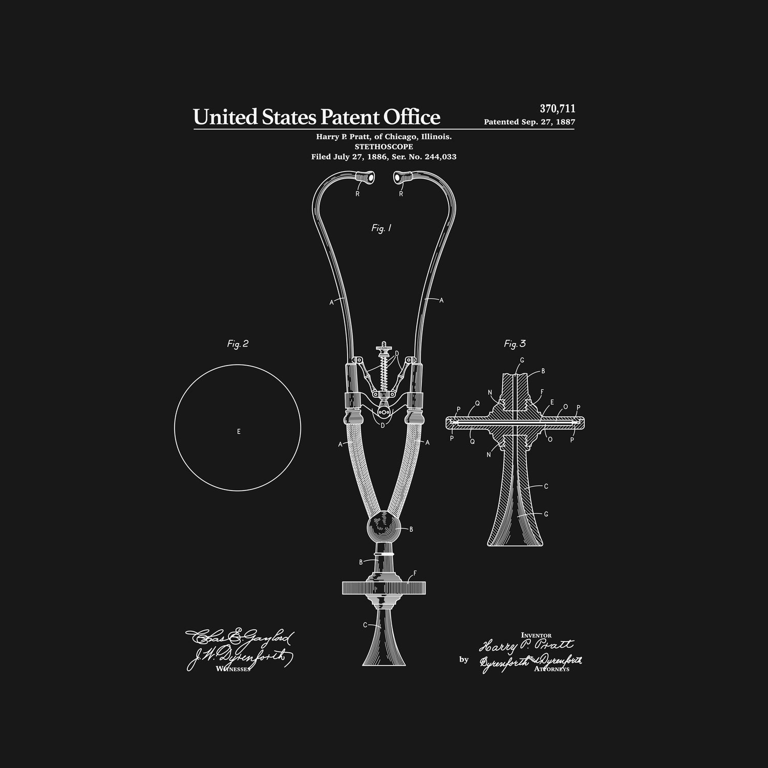 Stethoscope Patent - Black by Finlay McNevin on GIANT ART - black typography