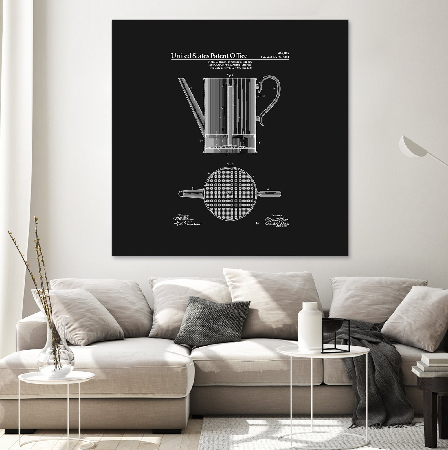 Coffee Press Patent - Black by Finlay McNevin on GIANT ART - black typography