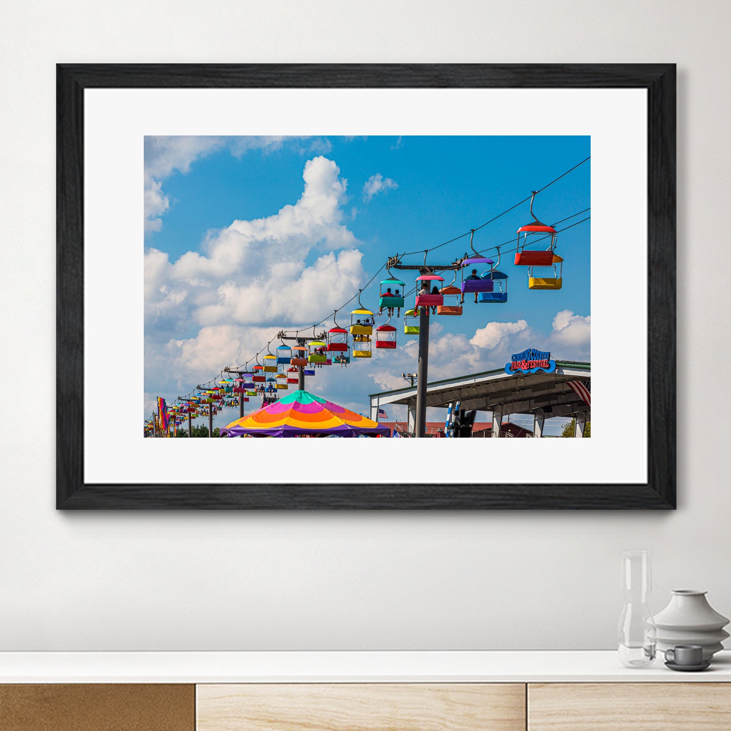 Skylift Over Cumming Fair by Darryl Brooks on GIANT ART - blue photo illustration