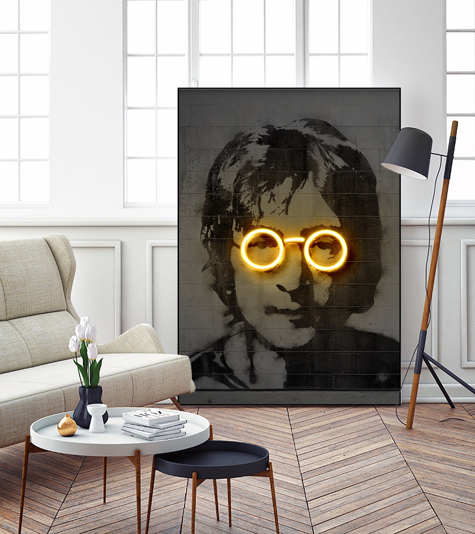 John Lennon by Octavian Mihai Mielu on GIANT ART - yellow photo manipulation