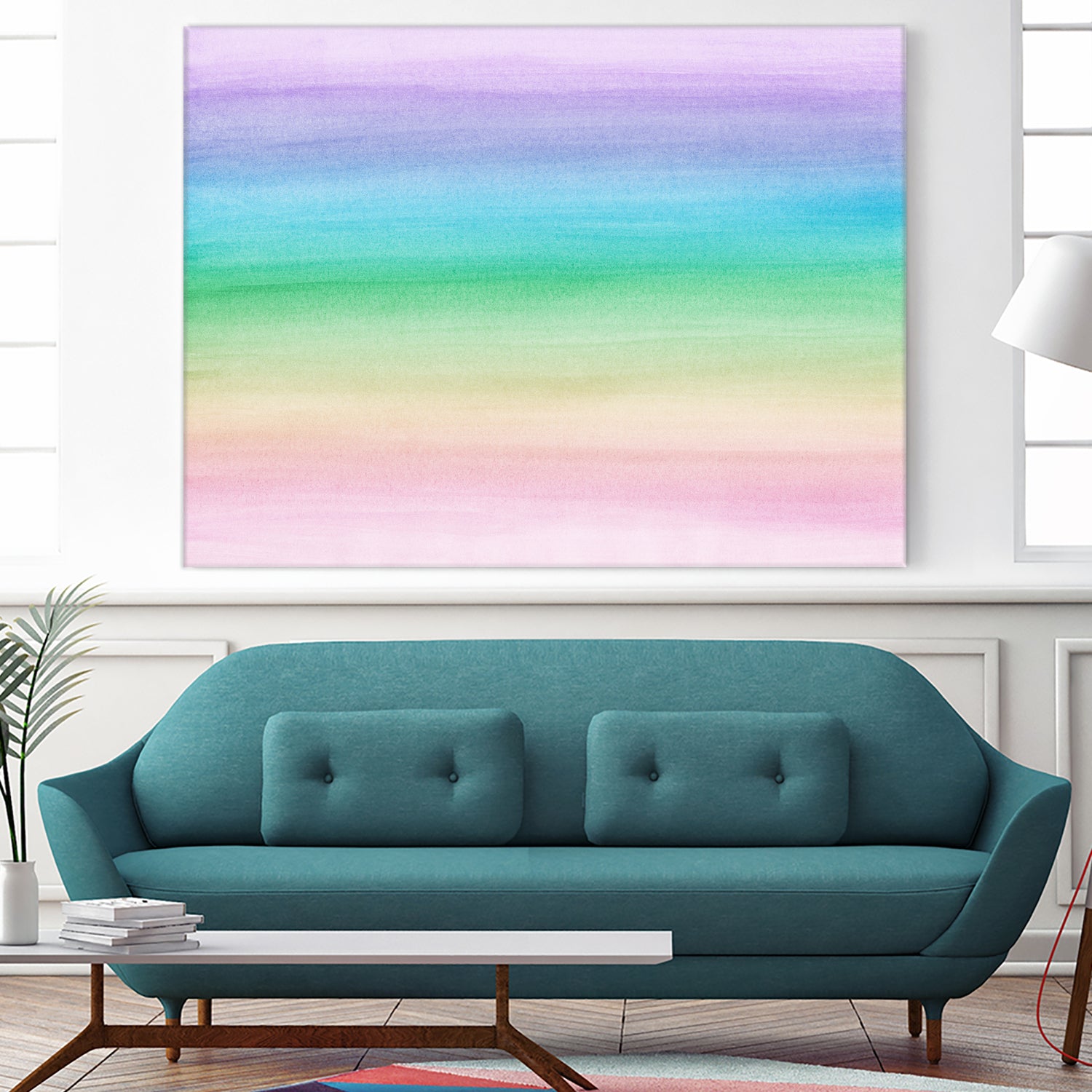 Pastel Unicorn Rainbow Watercolor Dream #1 #painting by Anita & Bella Jantz on GIANT ART - fuchsia digital painting