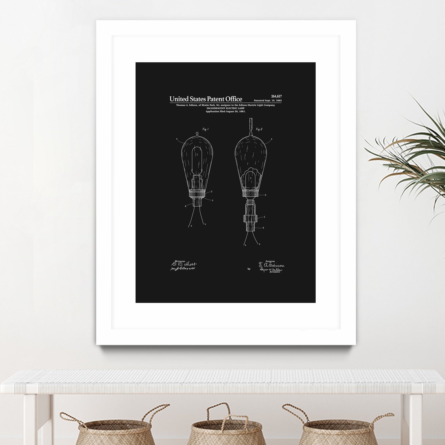 Thomas Edison Light Bulb Patent - Black by Finlay McNevin on GIANT ART - black typography