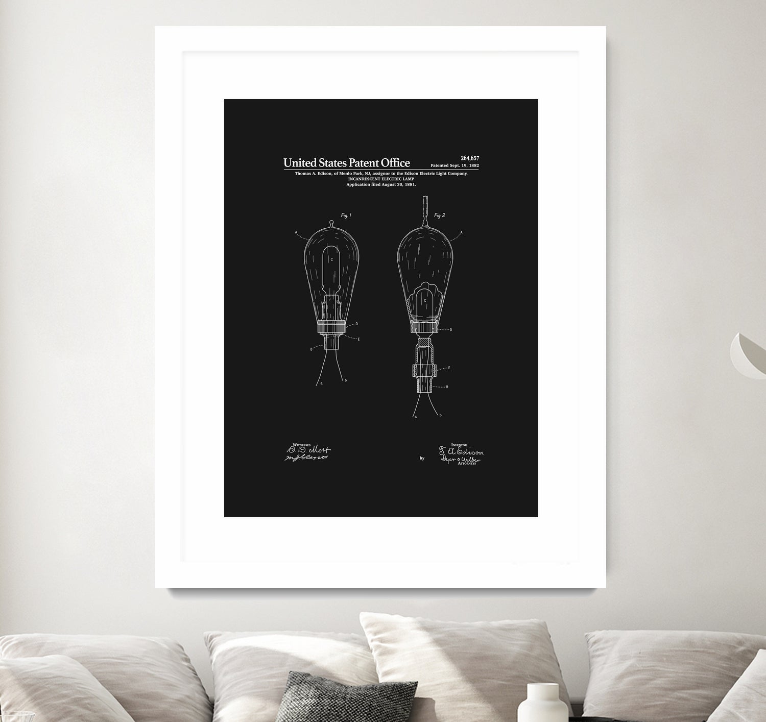 Thomas Edison Light Bulb Patent - Black by Finlay McNevin on GIANT ART - black typography