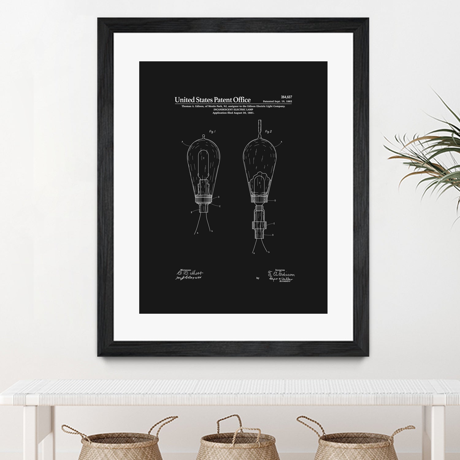 Thomas Edison Light Bulb Patent - Black by Finlay McNevin on GIANT ART - black typography