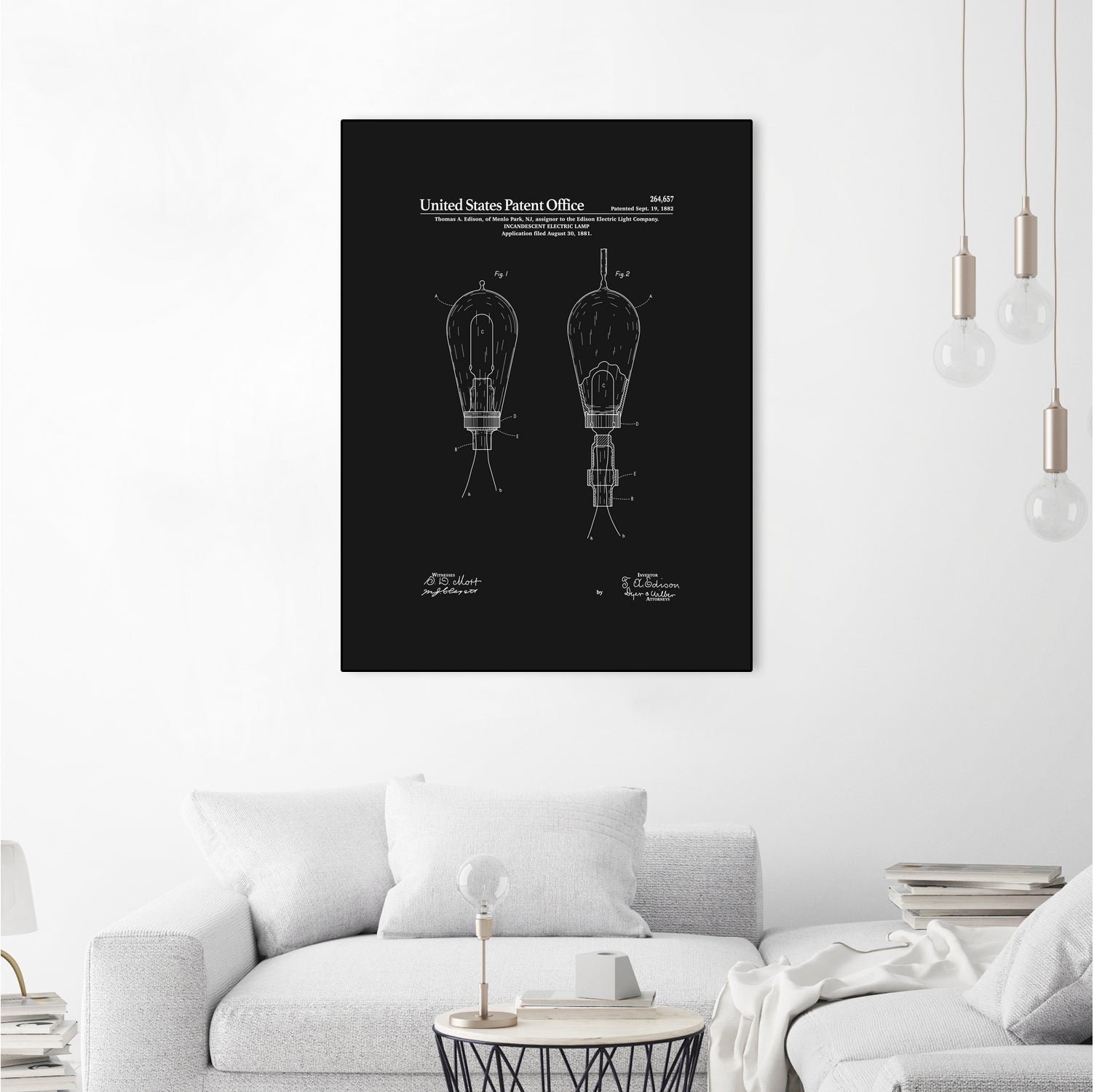 Thomas Edison Light Bulb Patent - Black by Finlay McNevin on GIANT ART - black typography