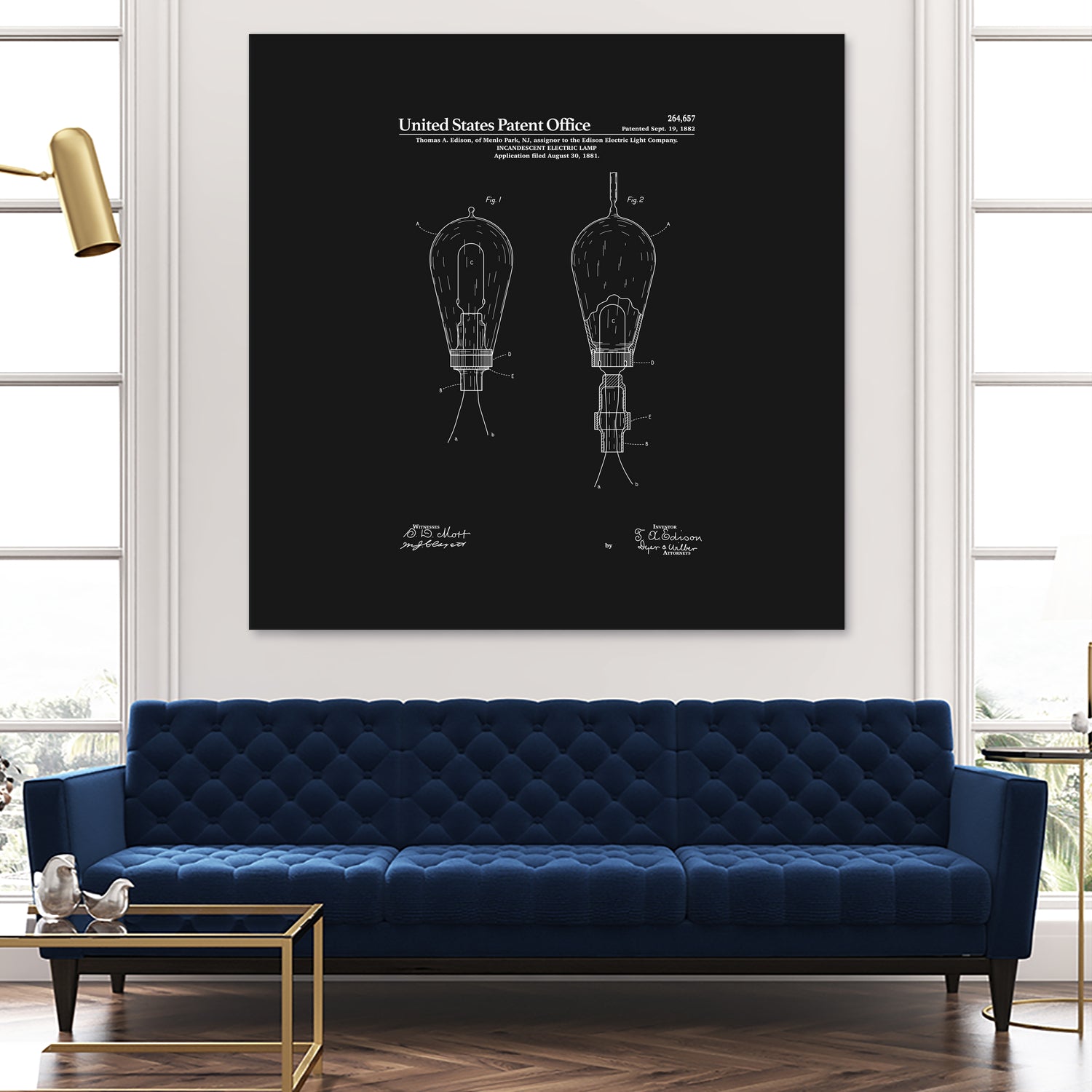 Thomas Edison Light Bulb Patent - Black by Finlay McNevin on GIANT ART - black typography