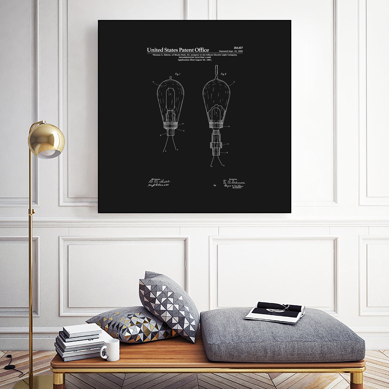 Thomas Edison Light Bulb Patent - Black by Finlay McNevin on GIANT ART - black typography