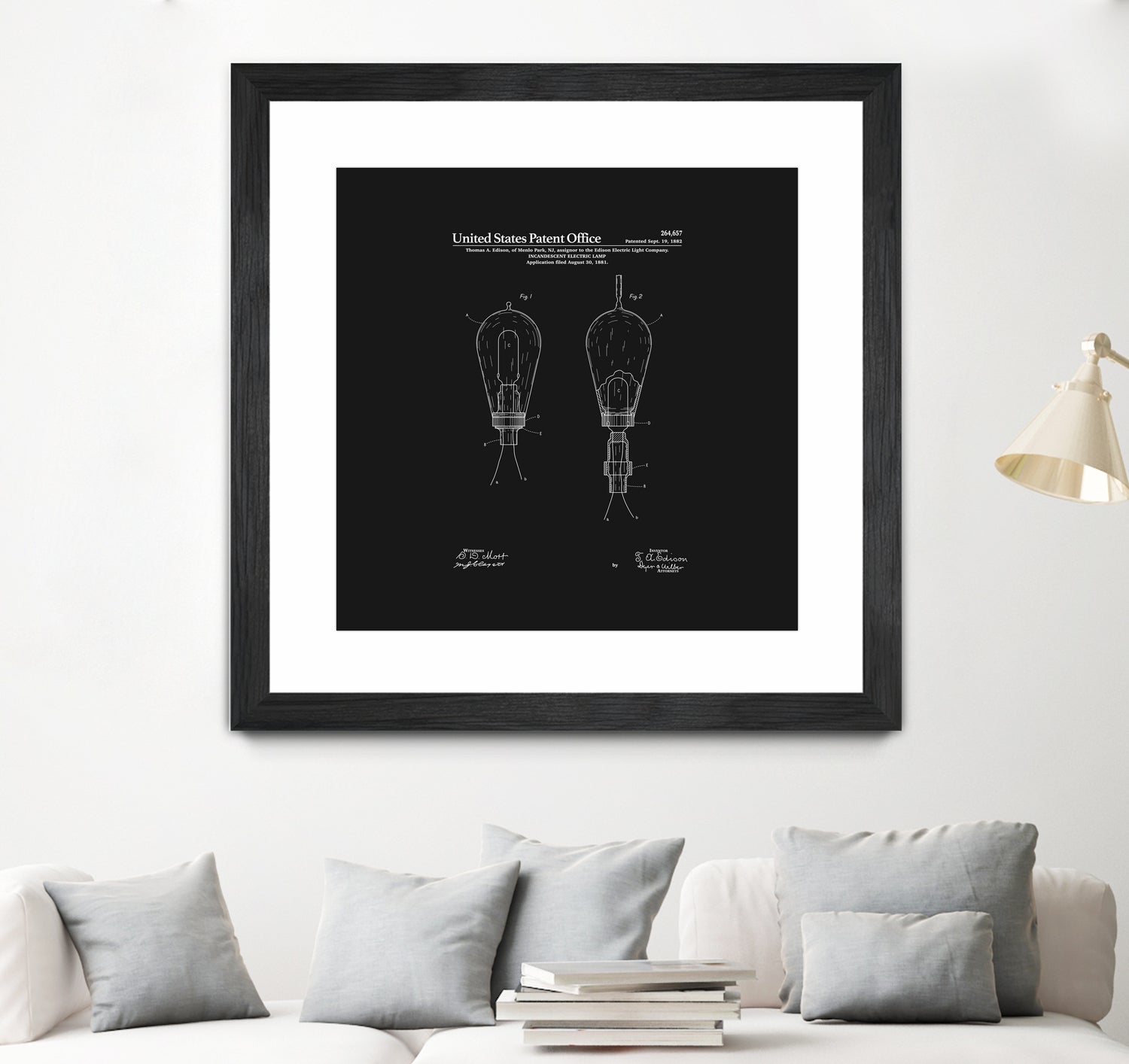 Thomas Edison Light Bulb Patent - Black by Finlay McNevin on GIANT ART - black typography