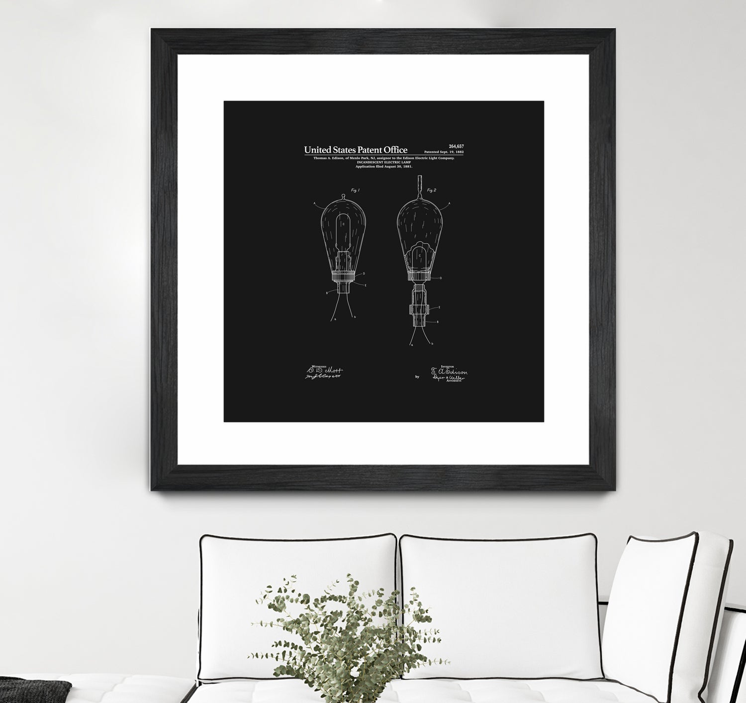 Thomas Edison Light Bulb Patent - Black by Finlay McNevin on GIANT ART - black typography