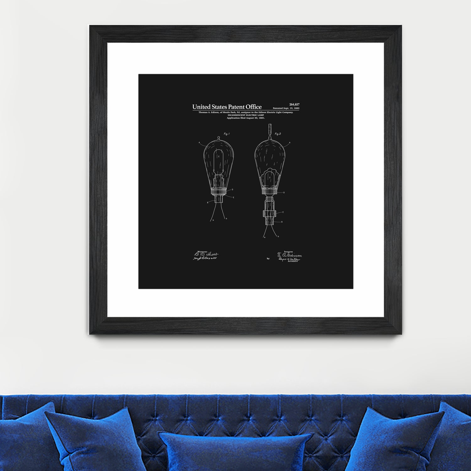 Thomas Edison Light Bulb Patent - Black by Finlay McNevin on GIANT ART - black typography