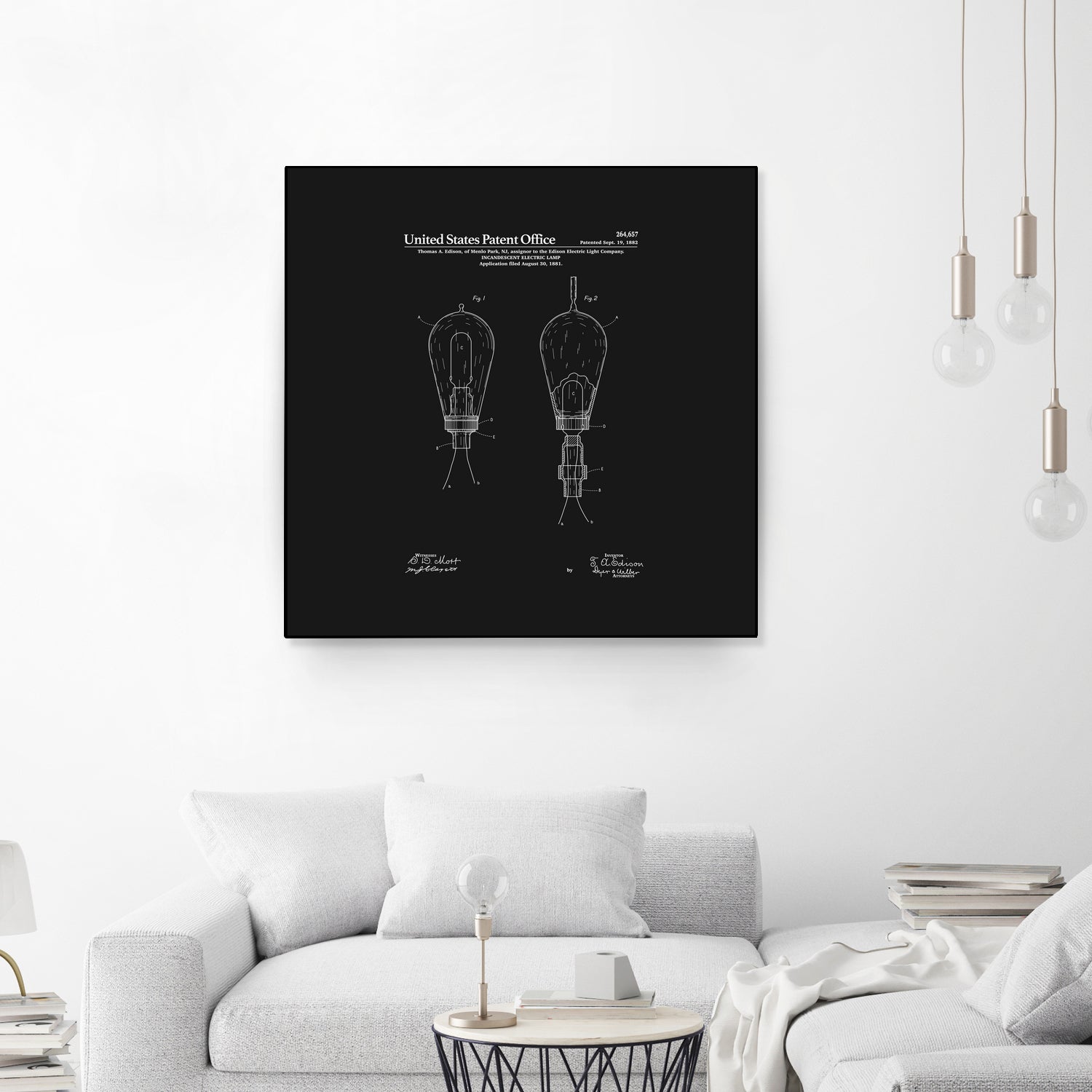 Thomas Edison Light Bulb Patent - Black by Finlay McNevin on GIANT ART - black typography