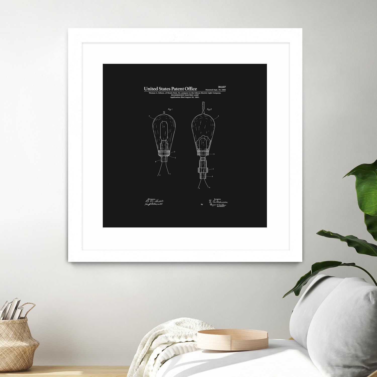 Thomas Edison Light Bulb Patent - Black by Finlay McNevin on GIANT ART - black typography