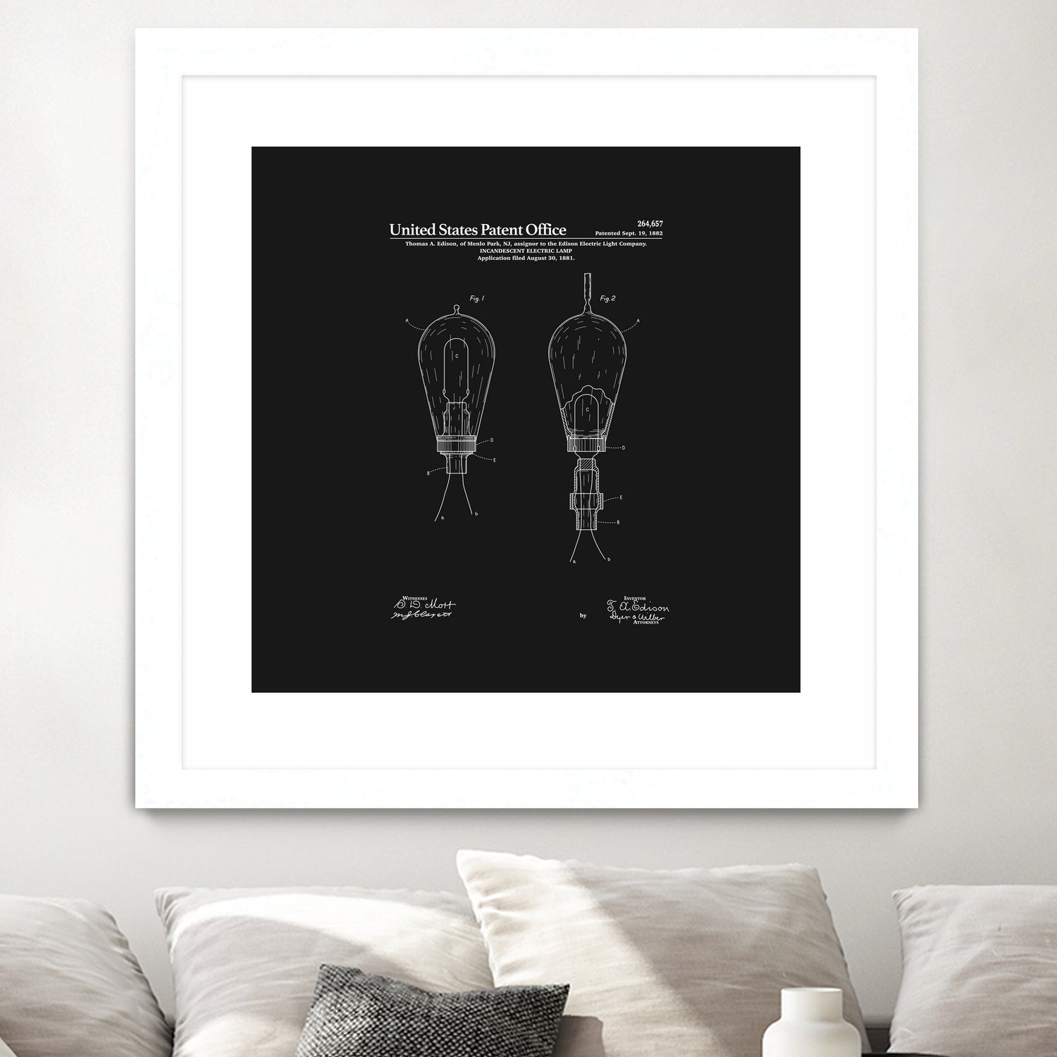 Thomas Edison Light Bulb Patent - Black by Finlay McNevin on GIANT ART - black typography