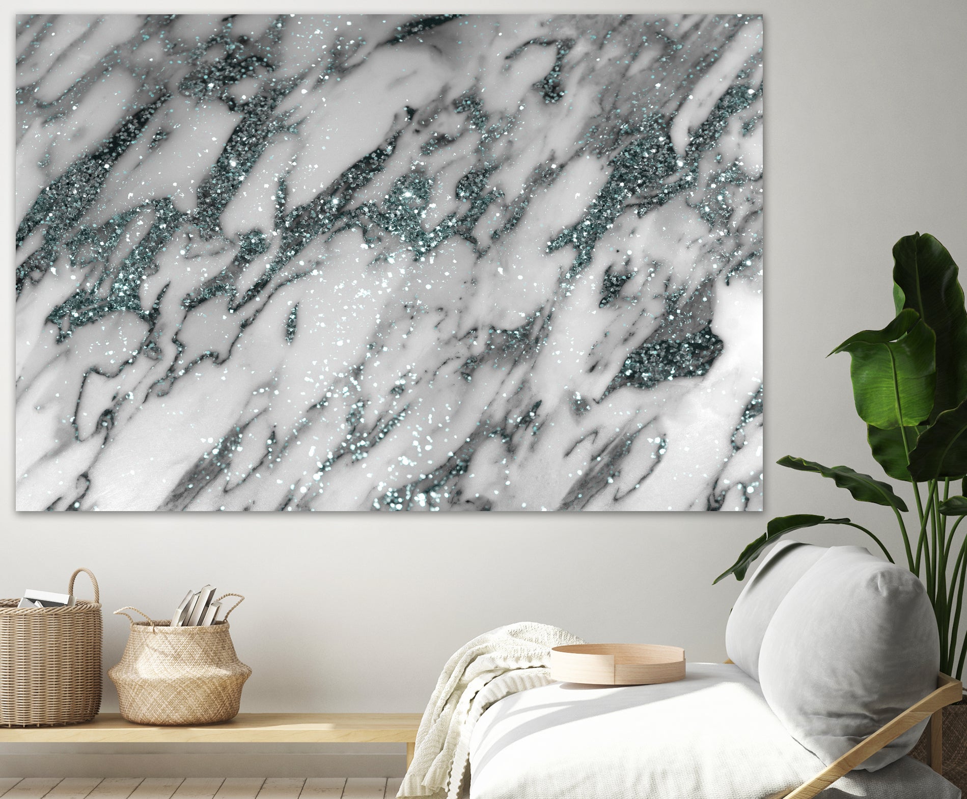 Classic White Marble Light Blue Glitter Glam #1 by Anita & Bella Jantz on GIANT ART - blue photo illustration