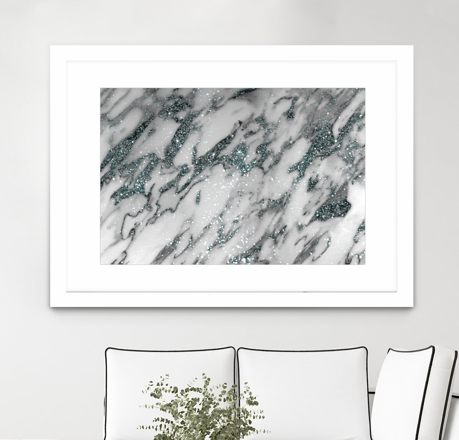 Classic White Marble Light Blue Glitter Glam #1 by Anita & Bella Jantz on GIANT ART - blue photo illustration