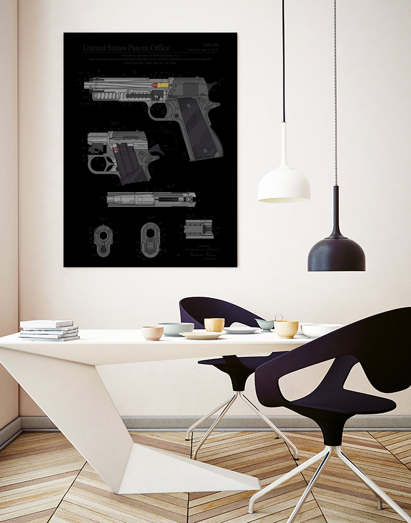 Colt 1911 Handgun Patent by Finlay McNevin on GIANT ART - gray typography