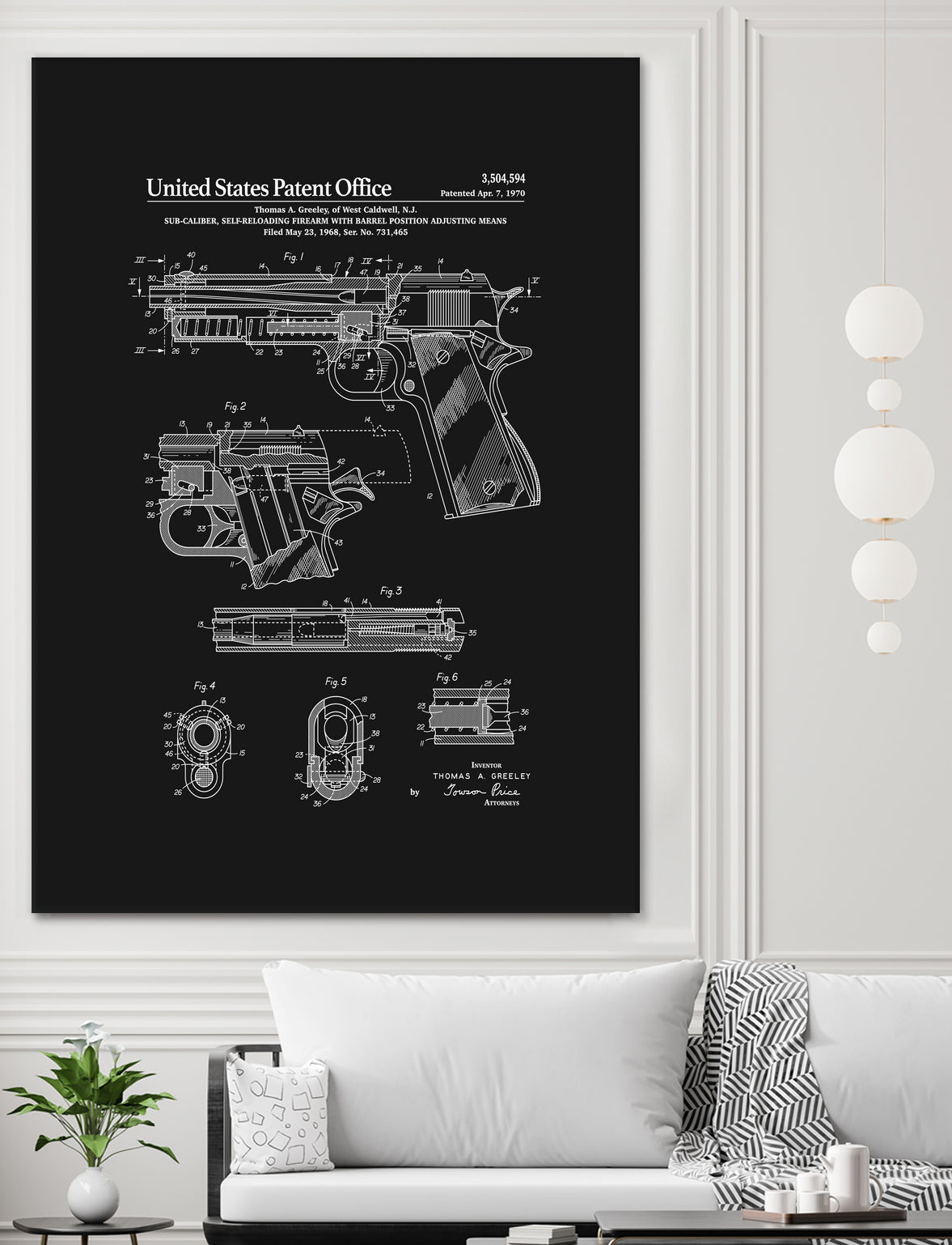 Colt 1911 Handgun Patent - Black by Finlay McNevin on GIANT ART - black typography