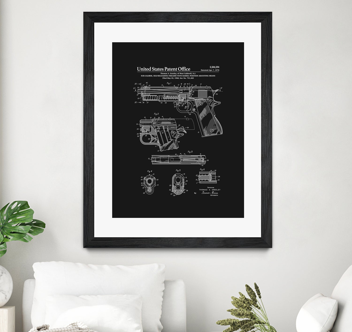 Colt 1911 Handgun Patent - Black by Finlay McNevin on GIANT ART - black typography