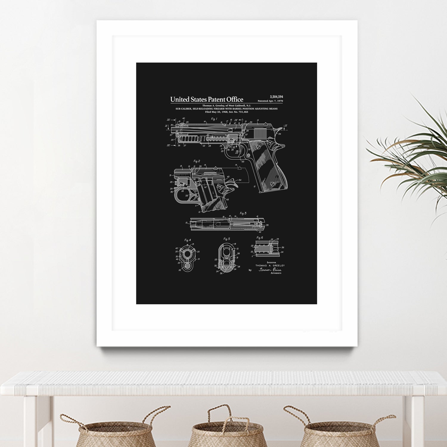 Colt 1911 Handgun Patent - Black by Finlay McNevin on GIANT ART - black typography