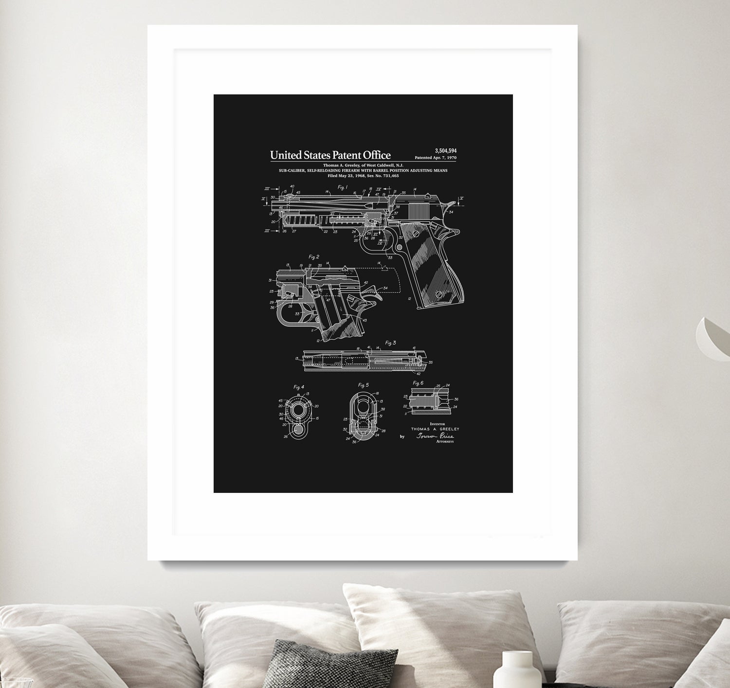 Colt 1911 Handgun Patent - Black by Finlay McNevin on GIANT ART - black typography