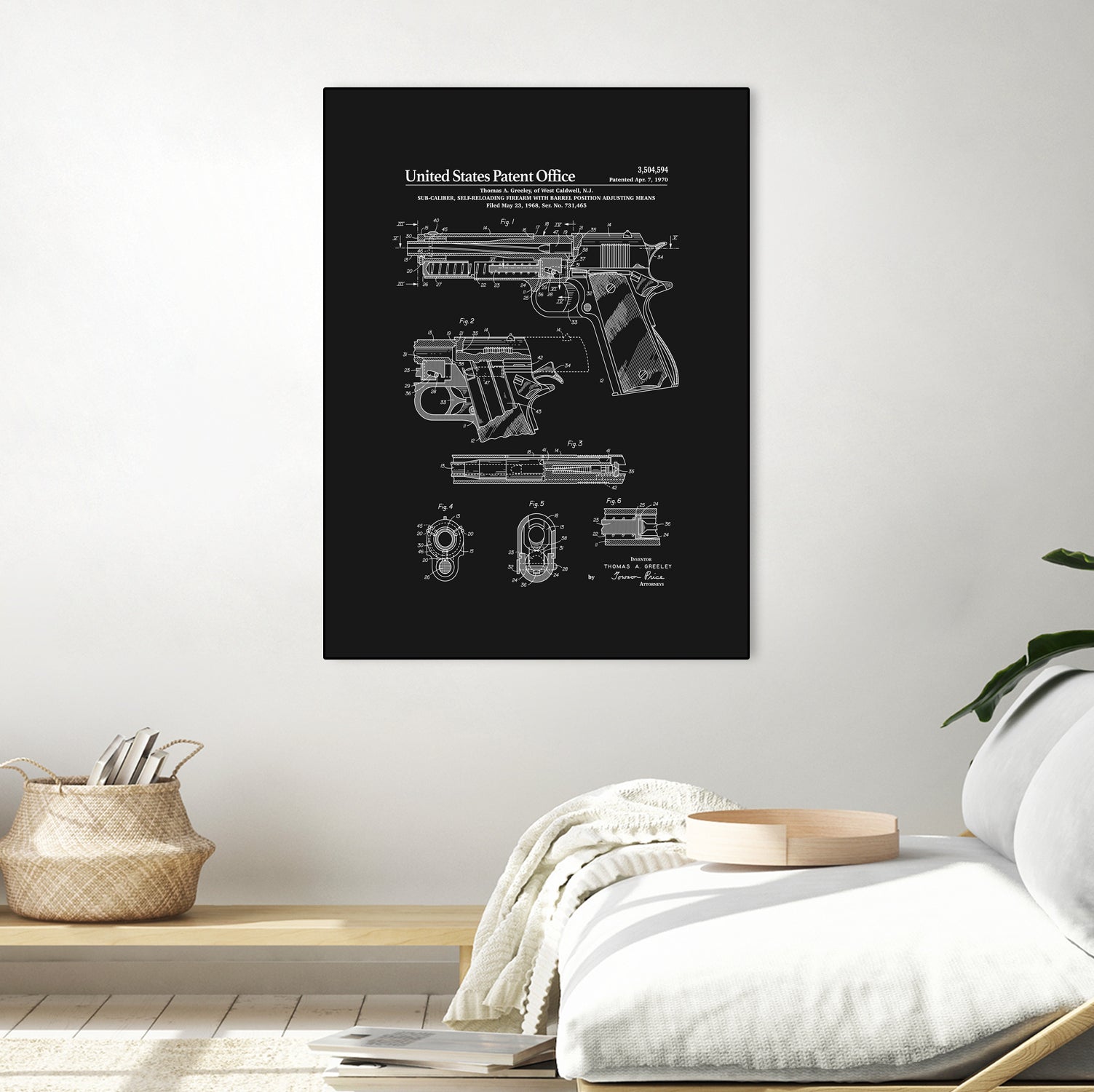 Colt 1911 Handgun Patent - Black by Finlay McNevin on GIANT ART - black typography