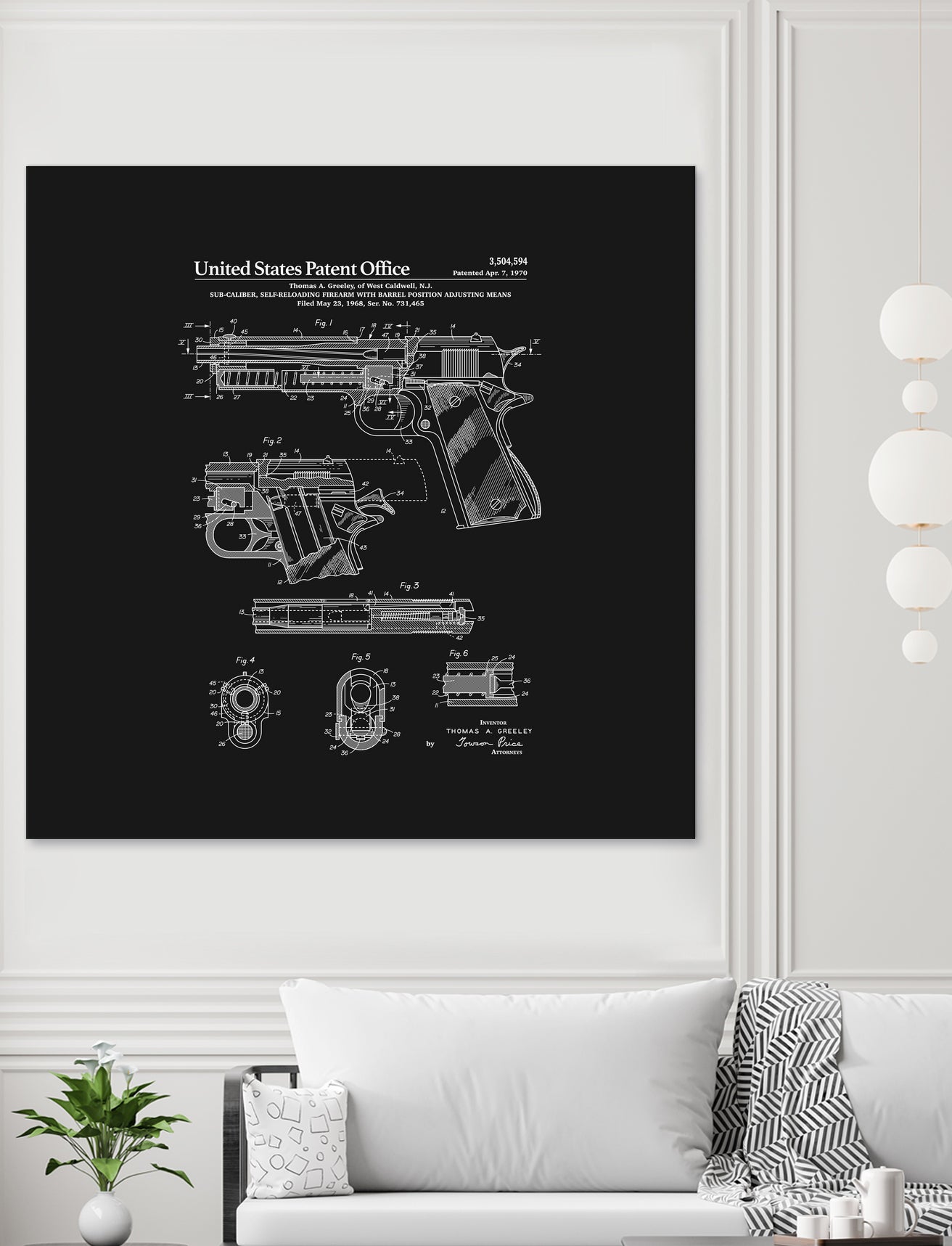 Colt 1911 Handgun Patent - Black by Finlay McNevin on GIANT ART - black typography