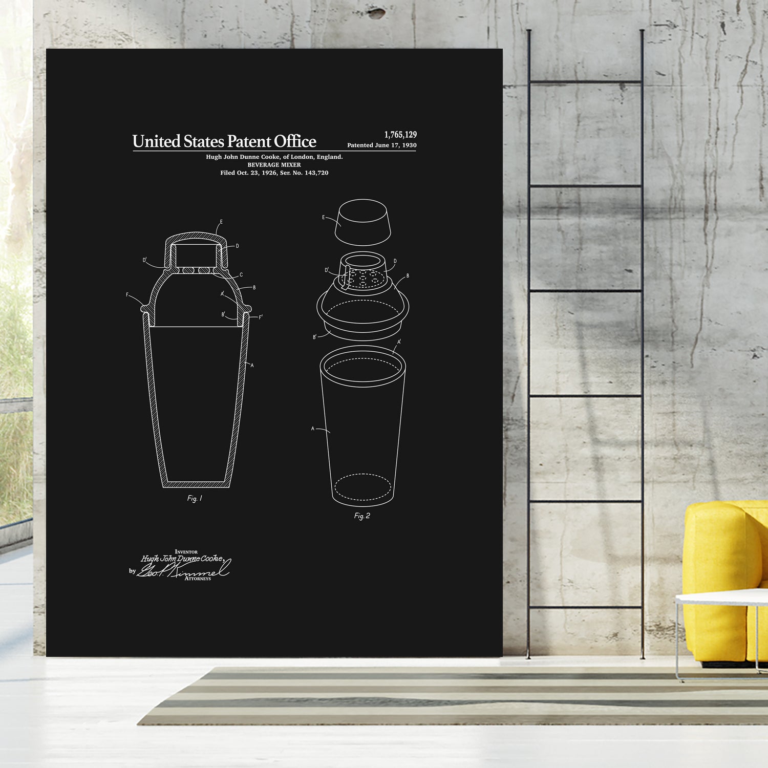 Cocktail Shaker Patent - Black by Finlay McNevin on GIANT ART - black typography