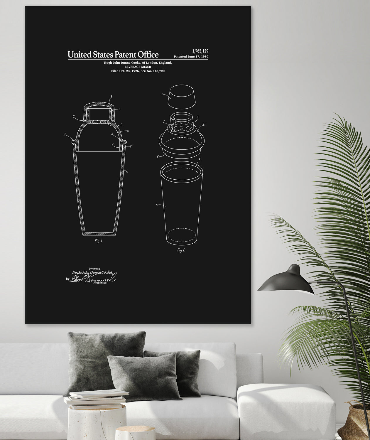 Cocktail Shaker Patent - Black by Finlay McNevin on GIANT ART - black typography