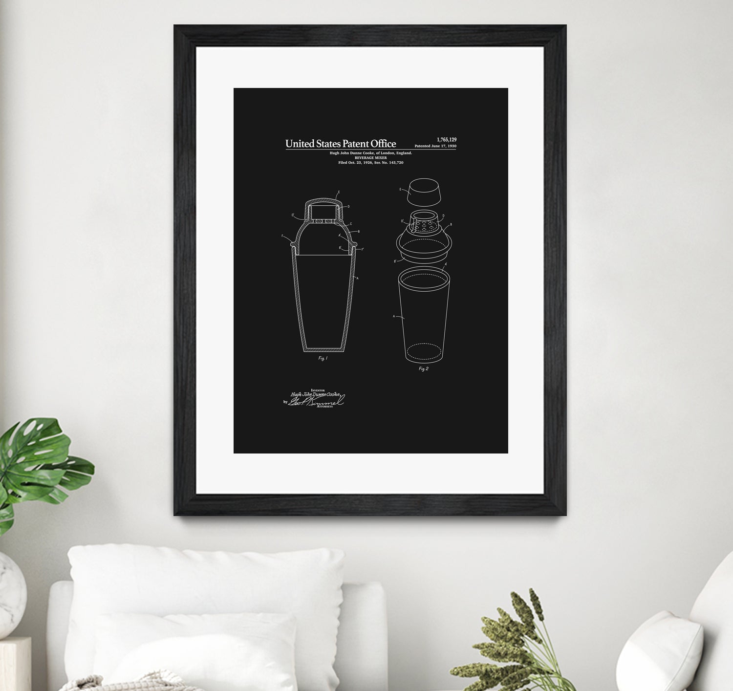 Cocktail Shaker Patent - Black by Finlay McNevin on GIANT ART - black typography