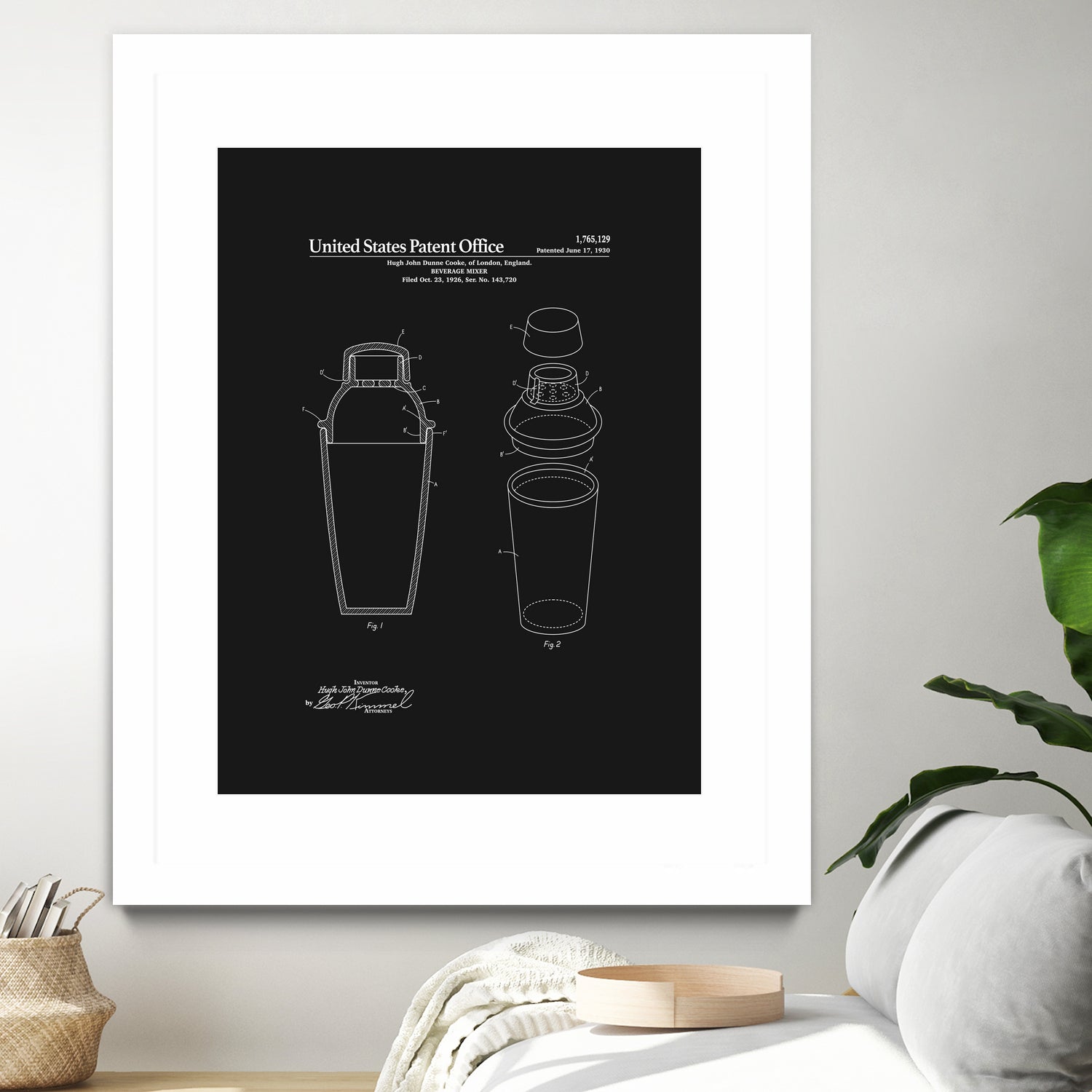 Cocktail Shaker Patent - Black by Finlay McNevin on GIANT ART - black typography