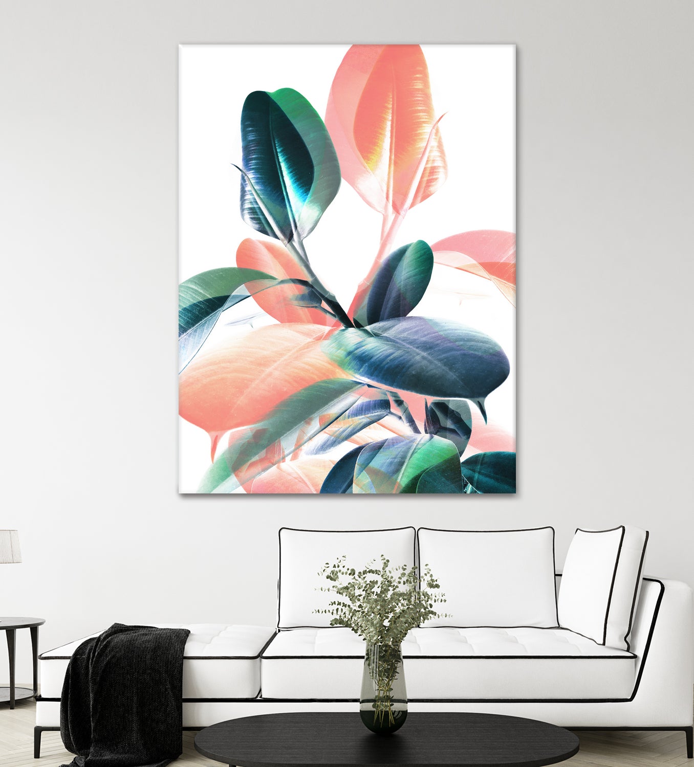 Foliage in Love - Teal & Peach by Dominique Van Roey on GIANT ART - white photo manipulation