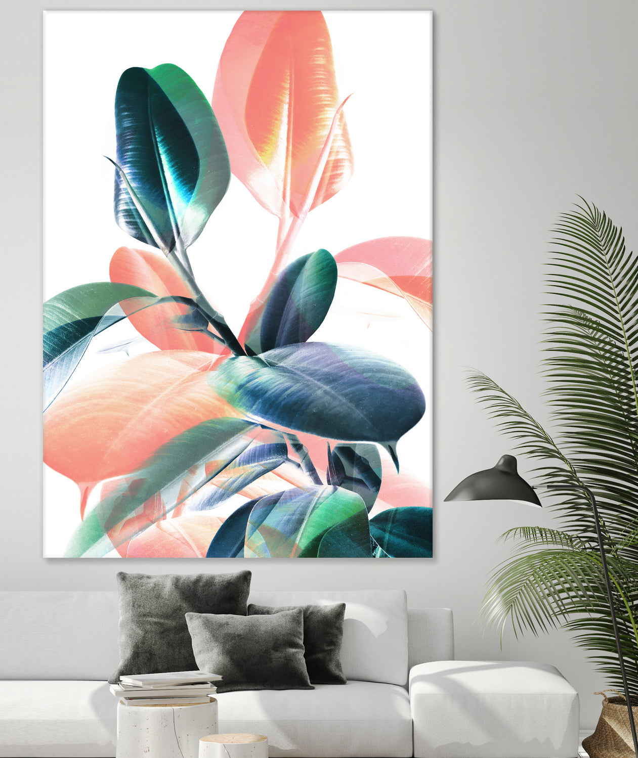 Foliage in Love - Teal & Peach by Dominique Van Roey on GIANT ART - white photo manipulation