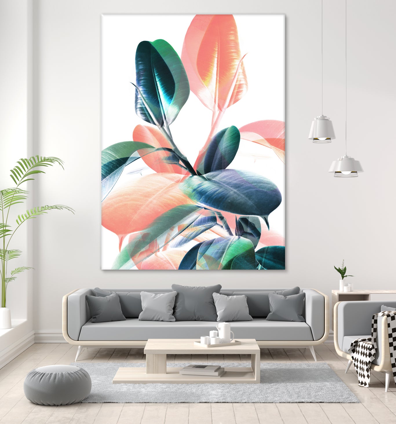 Foliage in Love - Teal & Peach by Dominique Van Roey on GIANT ART - white photo manipulation